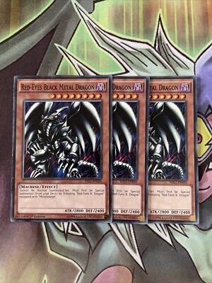 MIL1-EN035 x3 Yugioh Red-Eyes Black Metal Dragon Playset-image