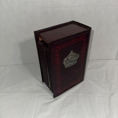 Vintage Hebrew Leather Bound Prayer Book Set With Ornate Crown Design-image