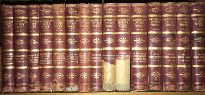 LEATHER Set;WORKS OF WASHINGTON IRVING! 1897 LEATHERBOUND ANTIQUARIAN Some Chips-image