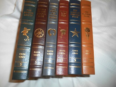 EASTON PRESS ZANE GREY 6 VOLUME SET. RIDERS PUPLE SAGE, LAST MAN WESTERNS L@@K!-image
