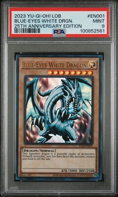 Yu-Gi-Oh! PSA 9 Blue Eyes White Dragon LOB-EN001 Legend of Blue Eyes 25th-image