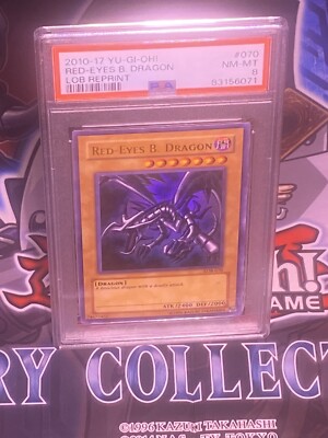 YuGiOh Legend of Blue Eyes - RED-EYES B. DRAGON LOB-070 Reprint Unlimited PSA 8!-image