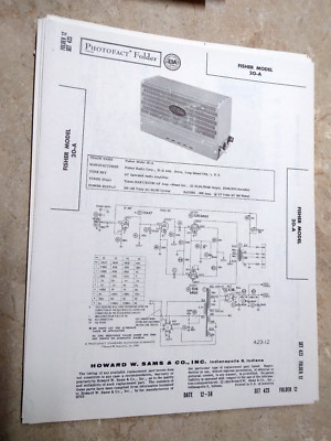 FISHER 20-A TUBE POWER AMPLIFIER - SCHEMATIC & PARTS ID - SAMS PHOTOFACT 423/12-image
