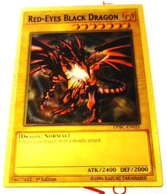 Yu-Gi-Oh! Gold Foil Red-Eyes Black Dragon Custom Fan Made Trading Card YuGiOh-image