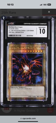CGC 10 Red-Eyes Black Dragon LC01-EN006 Quarter Century Secret Rare-image