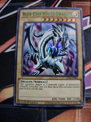 Yugioh Blue-eyes White Dragon LDS2 Green Ultra Rare 1st Edition NM-image