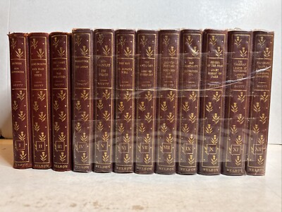 SIR WALTER SCOTT Nelson & Sons Volumes 1-12 LEATHER Circa 1900 London/NY B102-image