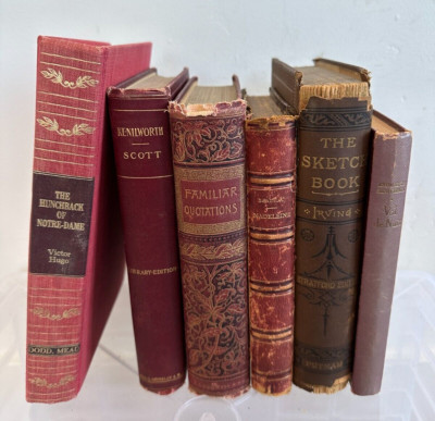 Set of 6 Red Antique Books-image