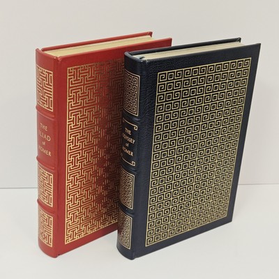SET OF 2 Easton Press The Iliad And The Odyssey Of Homer Gilt Leather Bound-image