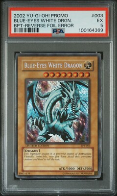 Blue-Eyes White Dragon BPT-003 Reverse Foil Error PSA 5 Yu-Gi-Oh Promo 2002-image