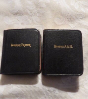 Mid 1800's Miniature Leather Book of Common Prayer & Hymns Set In Original Case-image