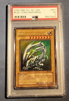 Blue Eyes White Dragon SDK 2002 Yu-Gi-Oh! #001 Graded PSA VG 3-image