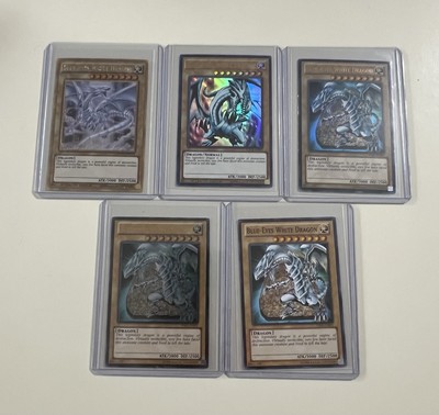 Blue Eyes White Dragon 5 Card Yugioh Lot-image