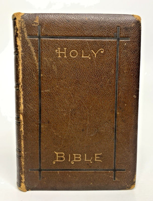 1869 Oxford Holy Bible Thomas Nelson Diamond 16mo Victorian Leather Binding-image