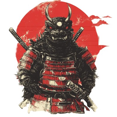 Samurai Godzilla Vectorpunk Vinyl Car Decal Sticker – Waterproof &-image