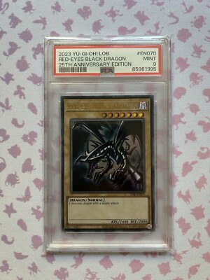 Yu-Gi-Oh Red-Eyes Black Dragon  LOB-EN070 25th Anniversary Edition PSA 9-image