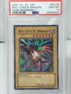 POP 5! PSA 10 GEM MINT 2004 Yugioh Red-Eyes B. (Black) Dragon Super Rare DB1-image