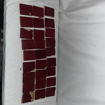 Vintage Little Luxart Library Books • Miniature Red Leather • Set of 27-image