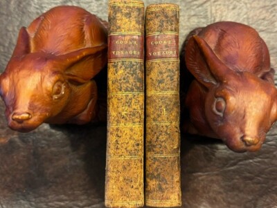 Captain Cook's Three Voyages to the Pacific Ocean 1814 2 Vol set Leather RARE-image