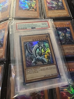 Yugioh Blue Eyes White Dragon LOB-EN001 25th Anniversary PSA 8-image