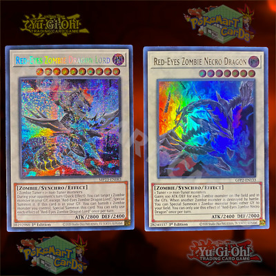 Yugioh Red Eyes Zombie Dragon Lord and Zombie Necro Dragon 1st Edition NM-image