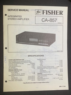 Fisher CA-857 Service Manual Integrated  Stereo Amplifier Original-image