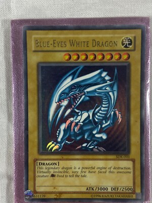 1996 Yu-Gi-oh!  Blue-Eyes White Dragon SDK-001 Perfect Condition -image