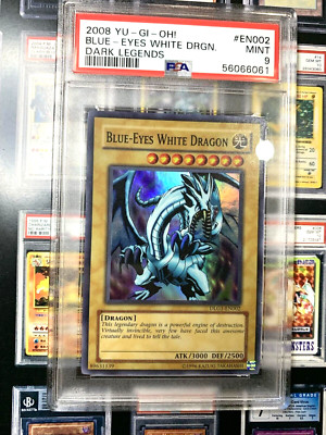 2008 Yu-Gi-Oh! Blue-Eyes White Dragon Dark Legends DLG1-EN002 LOB Artwork PSA 9-image