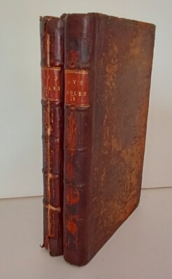 ANTIQUE LEATHER BOUND BOOK SET FABLES BY MR. JOHN GAY 1746 1751 ILLUSTRATED-image