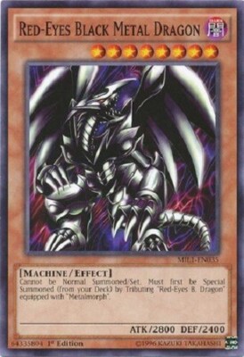 Yugioh - Red-Eyes Black Metal Dragon - 1st Edition LP - Plus Free Holo Card-image