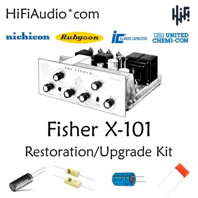 Fisher X-101 amplifier restoration repair service rebuild kit filter capacitor-image