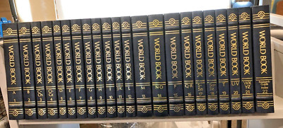 The World Book Encyclopedia, 1991,Complete 22 vol set,Navy Faux Leather, ESet-13-image