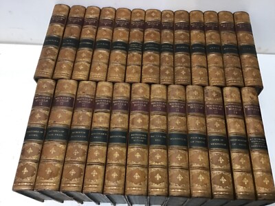 1871 Waverly Novels Beautiful Gilded Leather/Sir Walter Scott complete 25vol set-image
