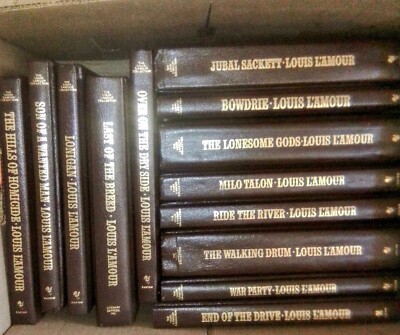 18 Louis L’Amour Collection Leatherette Leather Bound Hardcover Set Lot Lamour-image