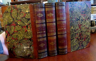British Quarterly Review News Travel & Discoveries 1816-19 leather 3 vol. set-image