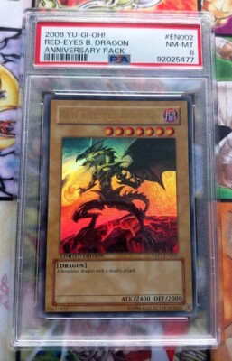 PSA 8 Yu-Gi-Oh! Red-Eyes Black Dragon YAP1-EN002 Anniversary Pack Ultra Rare -image
