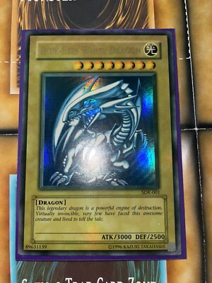 Yu-Gi-Oh! TCG Blue-Eyes White Dragon SDK-001 MISPRINT Faded Error - MP (1C)-image