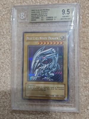 2002 Yu-Gi-Oh! BGS 9.5 Blue Eyes White Dragon DDS-001 Secret Rare Yugioh English-image