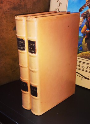 POEMS Elizabeth Barrett Browning 1844 1st Edition 2 Vol Leather Antiquarian HC-image
