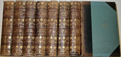 LEATHER Set;THE HISTORY OF FRANCE! Guizot ANTIQUARIAN! Napoleon damaged chips-image