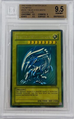 2002 Yu-Gi-Oh! Blue-Eyes White Dragon SDK-001 UR Ultra Rare Starter Deck BGS 9.5-image