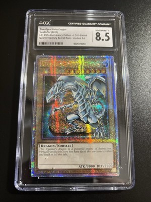 Blue Eyes White Dragon Quarter Century R CGC Nm/M 8.5 Yu Gi Oh Card LC01-En004-image