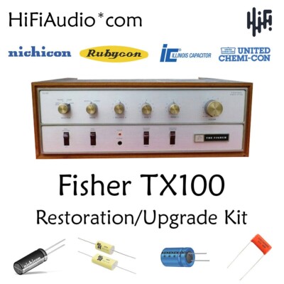 Fisher TX100 amplifier restoration recap repair service rebuild kit  capacitor-image