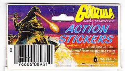 1985 GODZILLA Imperial Toho Action Stickers set 8931A - unopened-image