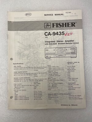 VTG Original Fisher CA-9435  Integrated Stereo Amplifier Service Manual Repair 2-image