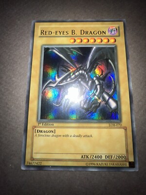 🔥 WAVY Yugioh Red Eyes Black Dragon LOB 1st Edition WAVY FADED, LOWER NAME-image