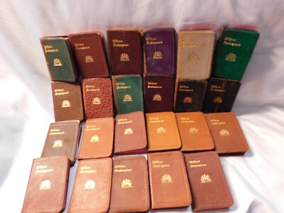 ANTIQUE SHAKESPEARE KNICKERBOCKER MINIATURE BOOK SET OF 23 LEATHER-image
