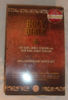 HOLY BIBLE 400TH ANNIVERSARY BOX SET BONDED LEATHER KJV 2 BOOKS IN SLIPCASE NEW-image