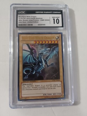 Yugioh! Blue-Eyes White Dragon JUMP-EN068 Ultra Rare Limited Edition CGC 10 Gem -image