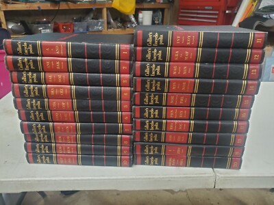 Collier's Encyclopedia 1950 1st edition  Set Of 20 Black And Red Leather Bound-image